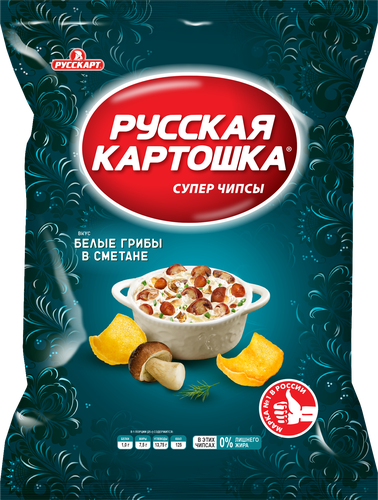 Чипсы картофельные РУССКАЯ КАРТОШКА со вкусом белых грибов в сметане, 105г, вид