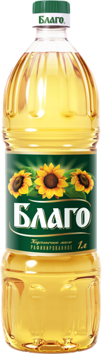 Масло подсолнечное БЛАГО рафинированное дезодорированное, 1л, фотография