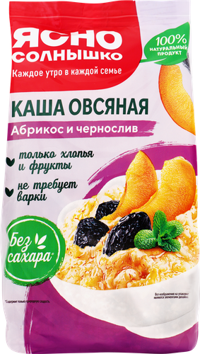 Каша овсяная ЯСНО СОЛНЫШКО с абрикосом и черносливом, 300г, фотография