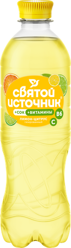 Напиток СВЯТОЙ ИСТОЧНИК со вкусом лимон, цитрус газированный, 0.5л, вид