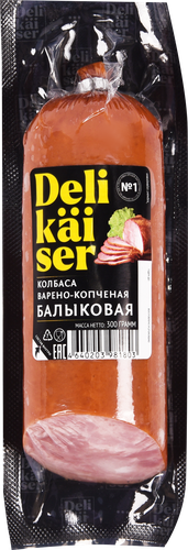 Колбаса копчено-вареная DELIKAISER Балыковая, 300г, крупный план