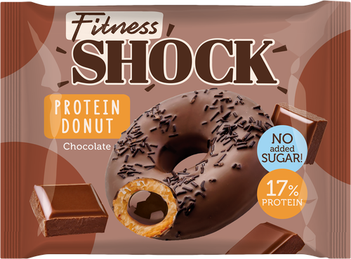 Донат FITNESSHOCK с шоколадной начинкой, глазированный, 70г, картинка