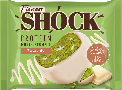 Брауни FITNESSHOCK Белый шоколад и фисташка, 50г, фотография