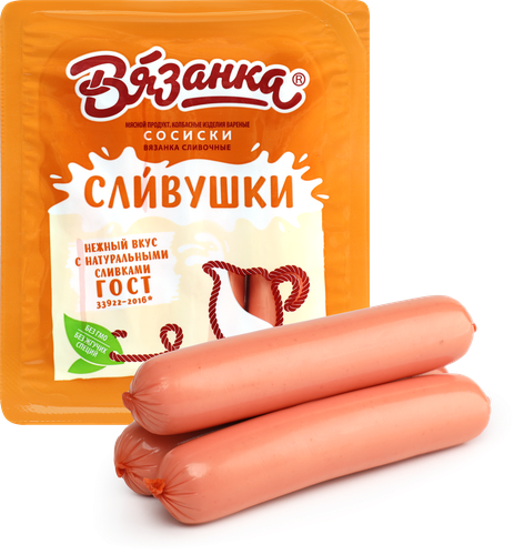 Сосиски ВЯЗАНКА Сливочные Сливушки, 330г, крупный план