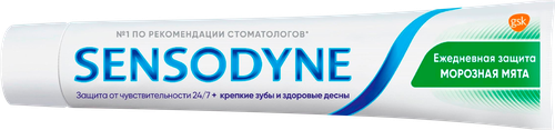 Зубная паста SENSODYNE Ежедневная защита Морозная мята, 65г, крупный план