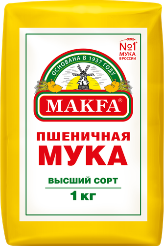 Мука пшеничная MAKFA хлебопекарная высший сорт, 1кг, фото