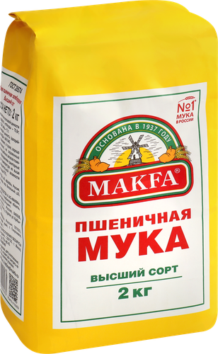 Мука пшеничная MAKFA хлебопекарная высший сорт, 2кг, картинка