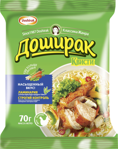 Лапша ДОШИРАК Квисти со вкусом курицы, 70г, крупный план