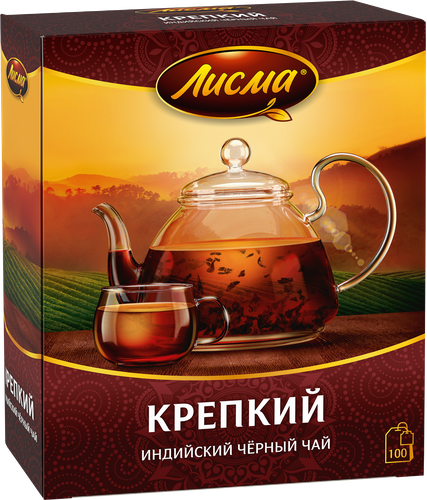 Чай черный ЛИСМА Крепкий Индийский байховый, 100пак, вид