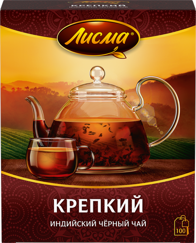Чай черный ЛИСМА Крепкий Индийский байховый, 100пак, изображение