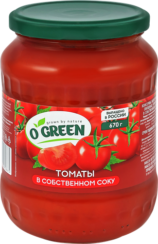 Томаты в собственном соку O`GREEN, 720мл, фото