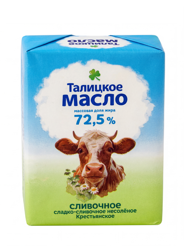 Масло сливочное ИЗ ТАЛИЦЫ Крестьянское несоленое 72,5% ГОСТ, без змж, 180г, картинка