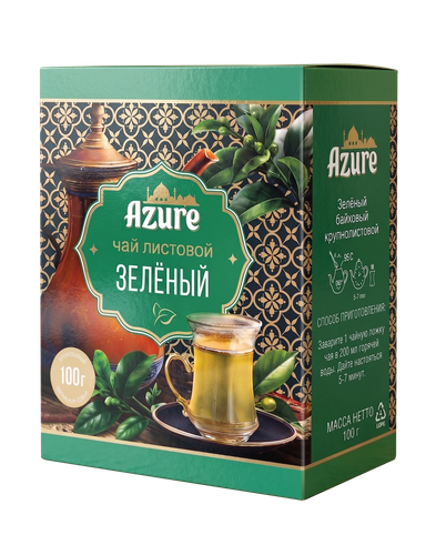 Чай зеленый АЗУР байховый китайский крупнолистовой, 100г, вид