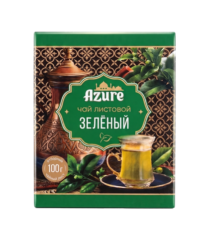 Чай зеленый АЗУР байховый китайский крупнолистовой, 100г, фото