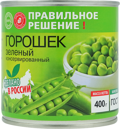 Горошек зеленый Правильное решение ж/б 425мл. PL, фото