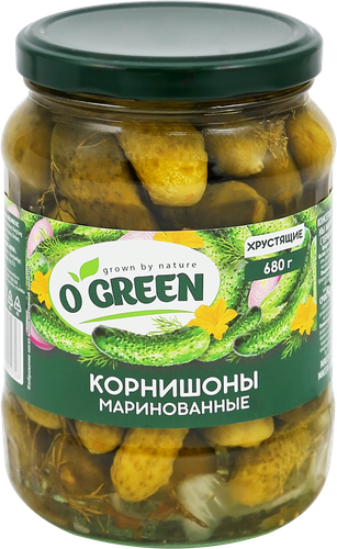 Огурцы маринованные O`GREEN корнишоны 3–6см, 720мл, изображение