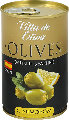 Оливки зеленые с лимоном VILLA DE OLIVA, 314мл, картинка
