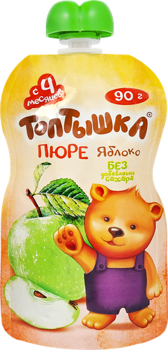 Пюре ТОПТЫШКА Яблоко, с 4 месяцев, 90г, детальное фото