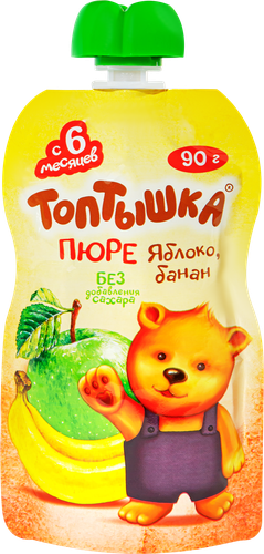 Пюре фруктовое ТОПТЫШКА Яблоко и банан, с 6 месяцев, 90г, изображение