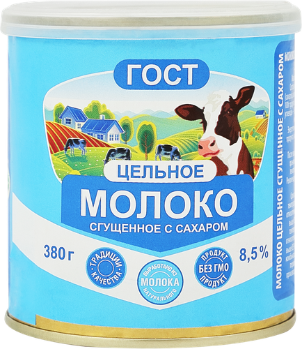 Молоко сгущенное с сахаром 8,5%, ГОСТ, без змж, 380г, картинка