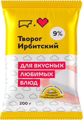 Творог ИРБИТСКИЙ 9%, без змж, 200г, крупный план