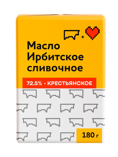 Масло сливочное ИРБИТСКОЕ Крестьянское 72,5%, без змж, 180г, крупный план