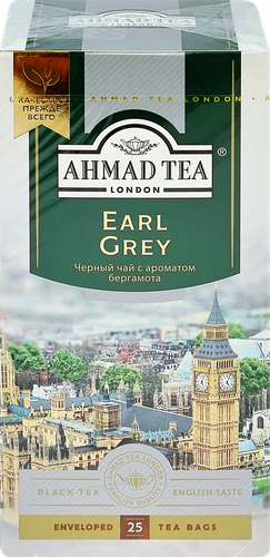 Чай черный AHMAD TEA Tea Earl Grey с ароматом бергамота байховый, 25пак, крупный план
