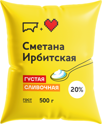 Сметана ИРБИТСКАЯ 20%, без змж, 500г, фотография