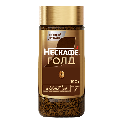 Кофе растворимый с добавлением молотого НЕСКАФЕ Gold натуральный сублимированный, ст/б, 190г, фотография