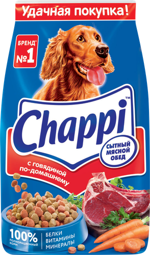 Корм сухой для взрослых собак CHAPPI Сытный мясной обед Мясное изобилие, для всех пород, полнорационный, 2,5кг, детальное фото