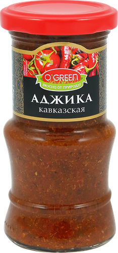 Аджика O`GREEN Кавказская, 190г, крупный план