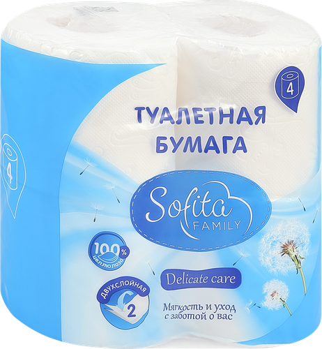 Бумага туалетная SOFITA 2-слоя, 4шт, вид