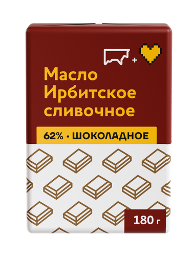 Масло сливочное ИРБИТСКОЕ Шоколадное 62%, без змж, 180г, фотография