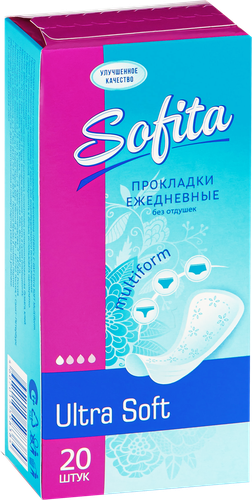 Прокладки ежедневные женские SOFITA Ultra Soft, 20шт, вид