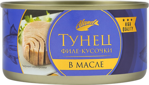 Филе тунца АЛАНД в масле, 185г, вид