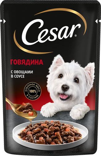Корм консервированный для взрослых собак CESAR с говядиной и овощами, 100г, картинка