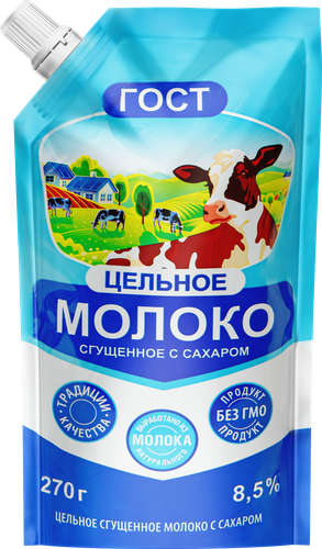 Молоко сгущенное ГОСТ с сахаром, без змж, 270г, изображение