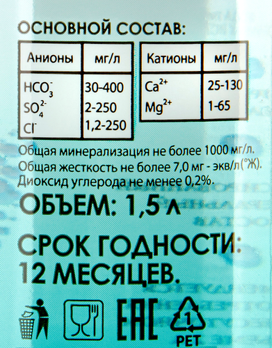 Вода питьевая ПРАВИЛЬНОЕ РЕШЕНИЕ газированная, 1.5л, детальное фото
