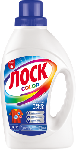Гель для стирки цветного белья ЛОСК Color, 1.3л, крупный план