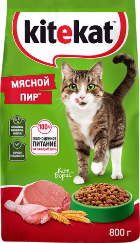 Корм сухой для кошек KITEKAT Мясной пир, 800г, изображение