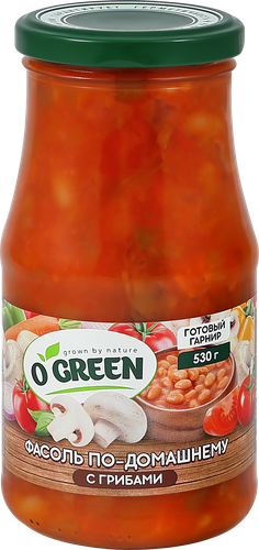 Фасоль O`GREEN По-домашнему, с грибами, 530г, вид