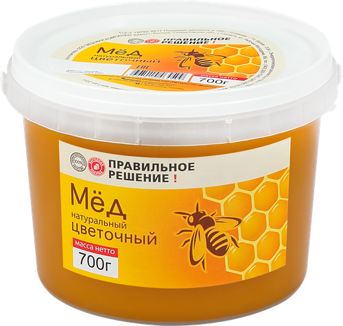 Мед натуральный ПРАВИЛЬНОЕ РЕШЕНИЕ Цветочный, 700г, фотография