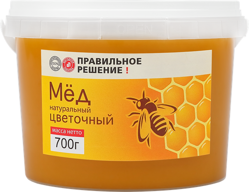 Мед натуральный ПРАВИЛЬНОЕ РЕШЕНИЕ Цветочный, 700г, картинка