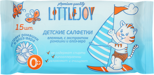 Салфетки влажные детские LITTLE JOY, 15шт, вид