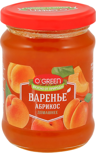 Варенье O`GREEN из абрикоса, 325г, изображение