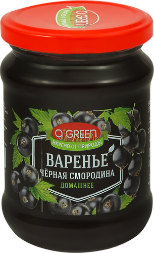 Варенье O`GREEN из черной смородины, 325г, вид
