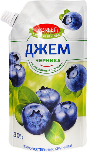 Джем O`GREEN черничный, 300г, крупный план