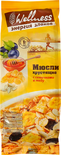 Мюсли с семечками в меду, 220г, крупный план
