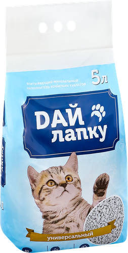 Наполнитель для кошачьих туалетов ДАЙ ЛАПКУ впитывающий универсальный, 5л, фотография