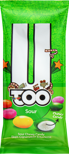 Жевательное драже U TOO Sour кислое, 18г, крупный план
